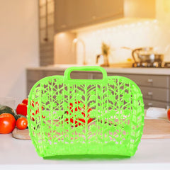 Plastic Foldable Basket Bag  Fruit  Vegetable Storage Basket (3 Pcs Set  Multicolor)