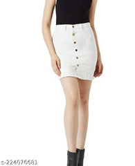 Denim Skirts for Women (White, 28)